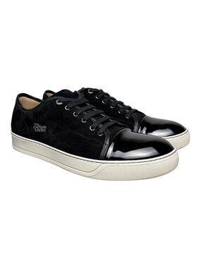 Size 12 US Lanvin DBB1 Patent Leather & Suede Lace-Up Sneakers 'Black' Pre-Owned